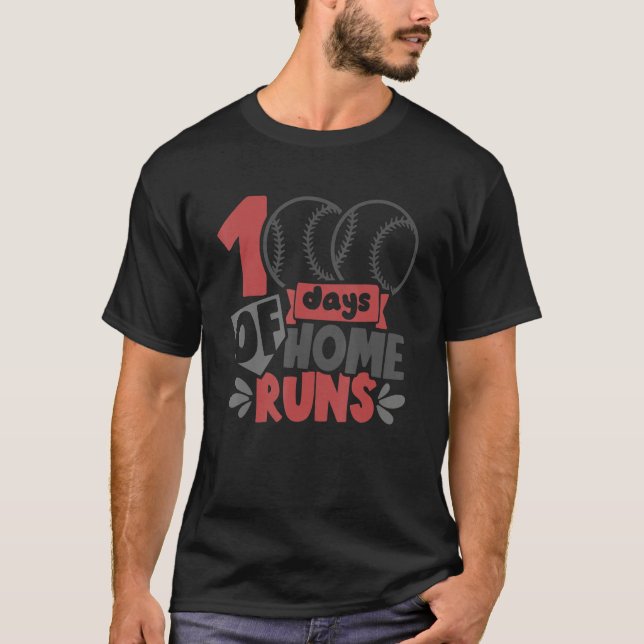 Camiseta 100 dias de Professores de Basebol Escolar 100 dia (Frente)