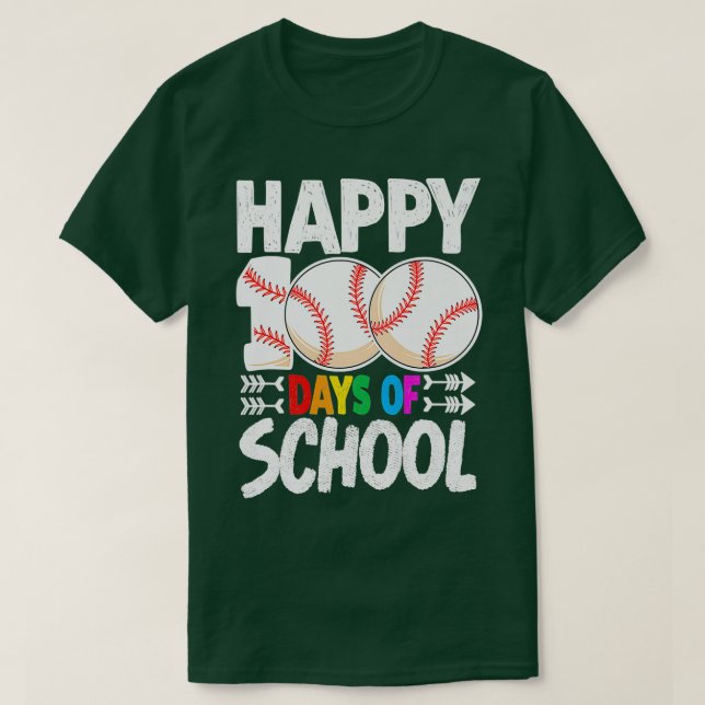 Camiseta 100 dias de Professores de Basebol Escolar 100 dia (Frente do Design)