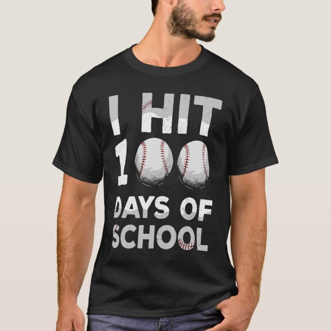Camiseta 100 dias de Professores de Beisebol Escolar 1 (Frente)