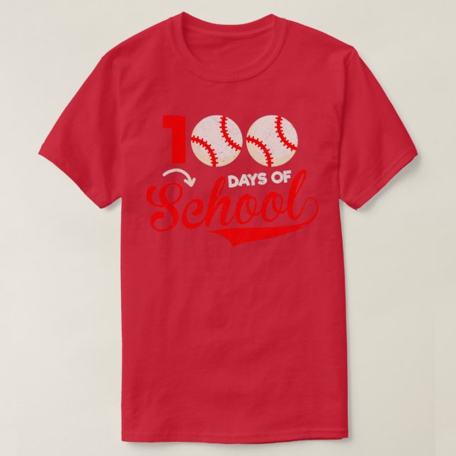 Camiseta 100 dias de professores de beisebol escolares cria (Frente do Design)