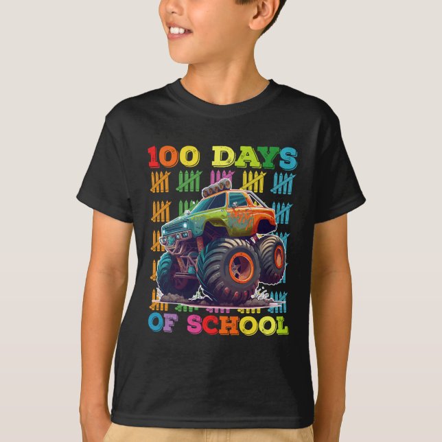 Camiseta 100 Dias De Professores De Caminhões De Monstro Es (Frente)
