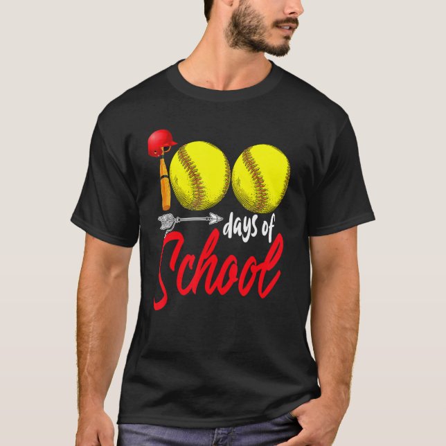 Camiseta 100 Dias De Professores De Softball Escolar 100 Di (Frente)