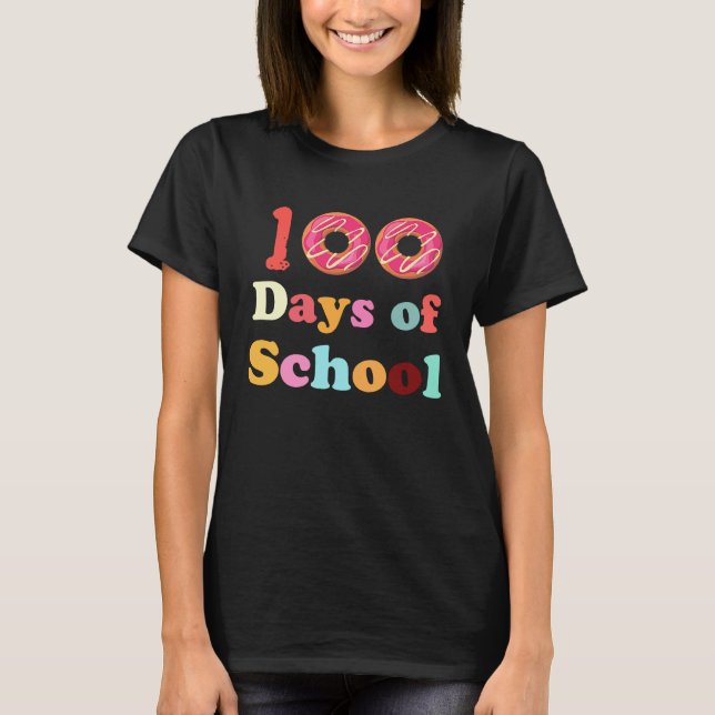 Camiseta 100 Dias de Professores Escolares Crianças Groovy  (Frente)