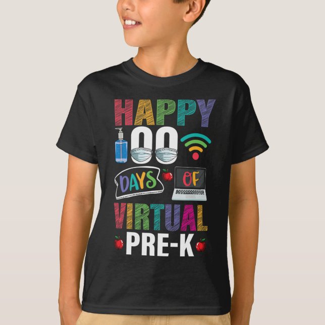 Camiseta 100 Dias De Professores Pré-k Virtuais (Frente)