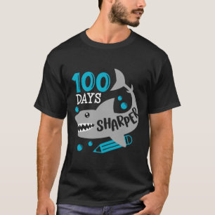 Camiseta 100 Dias De Sharper Shark 100.º Dia Da Escola Para