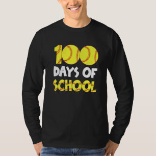 Camiseta 100 Dias De Softball Escolar Feliz 100 Dias