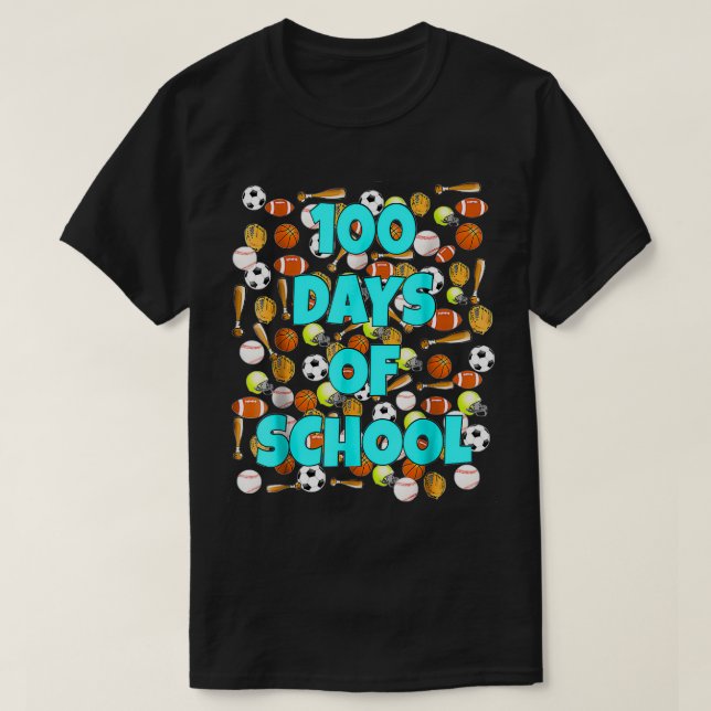 Camiseta 100 dias de T escolar para crianças ou professores (Frente do Design)