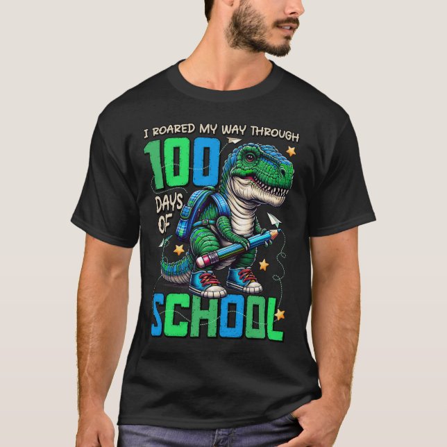 Camiseta 100 Dias De Trex Escolar 100 Dias Mais Inteligente (Frente)