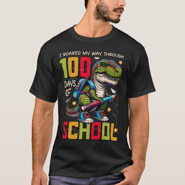Camiseta 100 Dias De Trex Escolar 100 Dias Mais Inteligente (Frente)