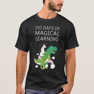 Camiseta 100 Dias De Unicórnio T Rex De Aprendizado Mágico