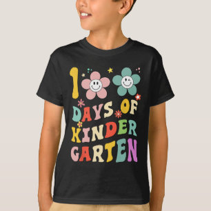 Camiseta 100 Dias Do Jardim Infantil Groovy 100º Dia Da Esc