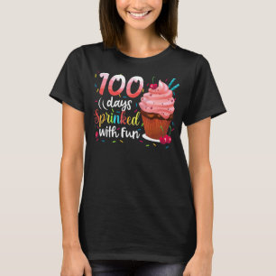 Camiseta 100 Dias Empurrados Com Cupcake Divertido 100º Dia