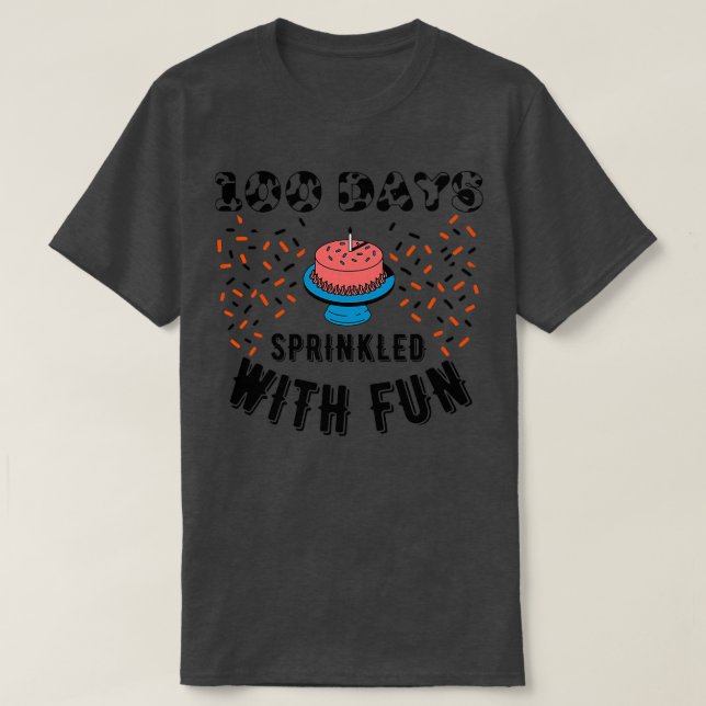 Camiseta 100 Dias Empurrados Com Cupcake Divertido 100 Dias (Frente do Design)