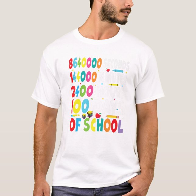 Camiseta 100 dias engraçados de roupas escolares para profe (Frente)