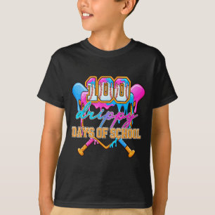 Camiseta 100 Dias Escolares Gotejantes de Beisebol Sorvete