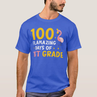 Camiseta 100 Dias Flamazing de Aluno da 1ª Série Flamingo f