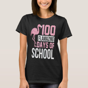 Camiseta 100 Dias Flamazing de Flamingo de Escola Dia 100 T