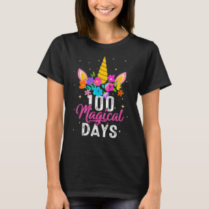 Camiseta 100 Dias Mágicos 100º Dia de Menina Unicórnio