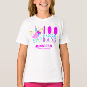 Camiseta 100 dias mágicos adoráveis Unicórnio 100 dias de e