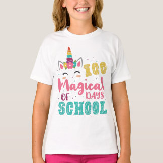 Camiseta 100 Dias Mágicos De Amantes De Unicórnio Cuto Esco