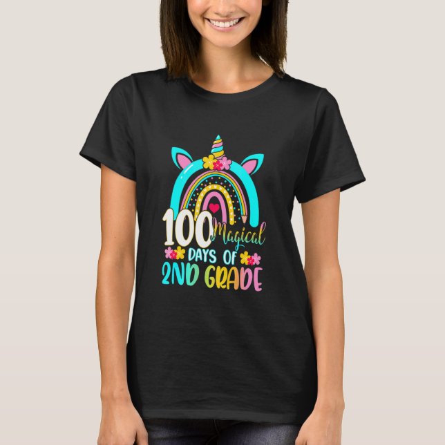 Camiseta 100 Dias Mágicos De Aprendizado De segundo De Níve (Frente)