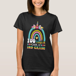 Camiseta 100 Dias Mágicos de Crianças Arco-Íris Unicórnio G