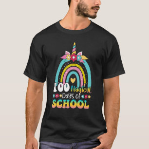 Camiseta 100 dias mágicos de escola Unicorn Rainbow Kids Bo