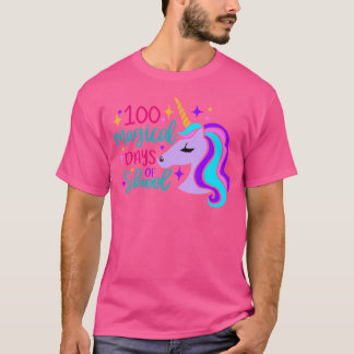 Camiseta 100 Dias Mágicos De Escola Unicórnio