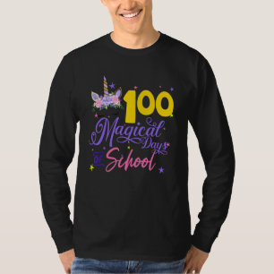 Camiseta 100 Dias Mágicos De Estudante De Unicórnio Escolar