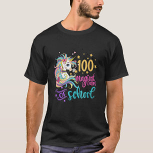 Camiseta 100 Dias Mágicos De Estudante De Unicórnio Escolar