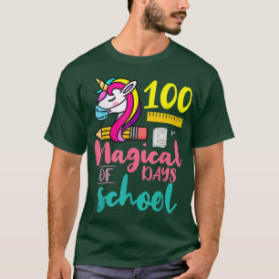 Camiseta 100 Dias Mágicos de Estudante de Unicórnio Escolar