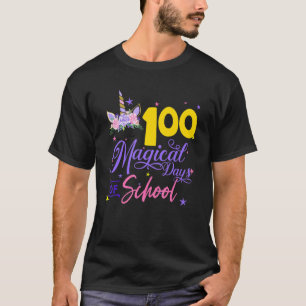 Camiseta 100 Dias Mágicos De Estudante De Unicórnio Escolar
