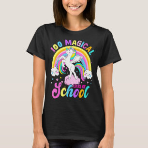 Camiseta 100 Dias Mágicos De Estudante Do Unicórnio Rainbow