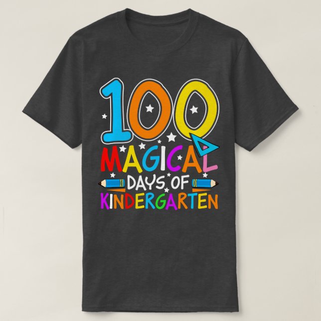 Camiseta 100 dias mágicos de jardim de infância (Frente do Design)