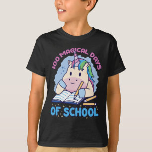 Camiseta 100 Dias Mágicos De Unicórnio Escolar 100 Dias De 