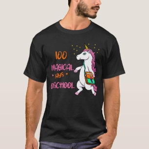 Camiseta 100 dias mágicos de unicórnio escolar para raparig
