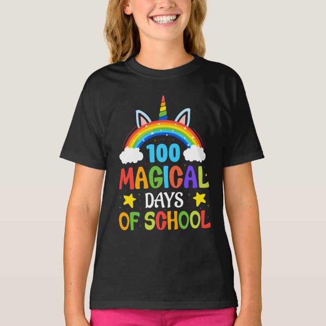 Camiseta 100 dias mágicos do Unicórnio Escolar (Frente)
