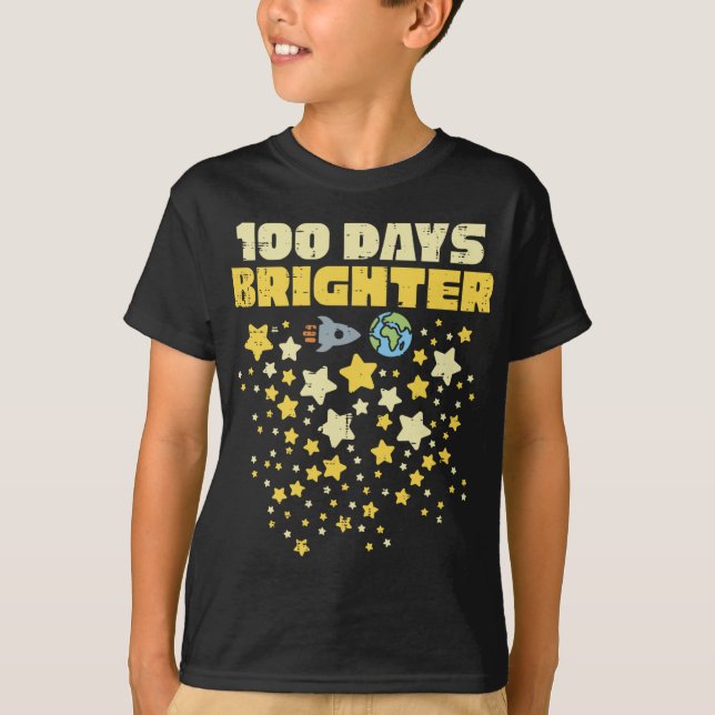 Camiseta 100 Dias Mais Brilhante 100 Dias De Estrelas Escol (Frente)