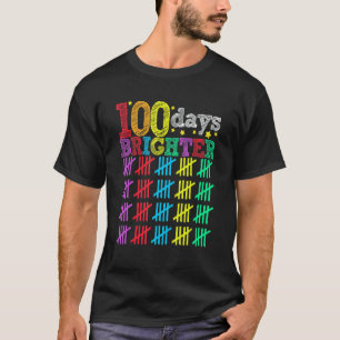 Camiseta 100 Dias Mais Brilhante Feliz 100º Dia De Escola A