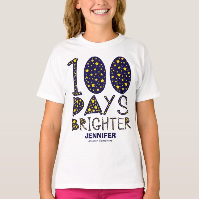 Camiseta 100 dias Mais Brilhantes Estrelas 100 dias de esco (Frente)