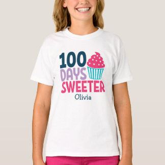 Camiseta 100 dias mais doce| Cupcake Cute Personalizado