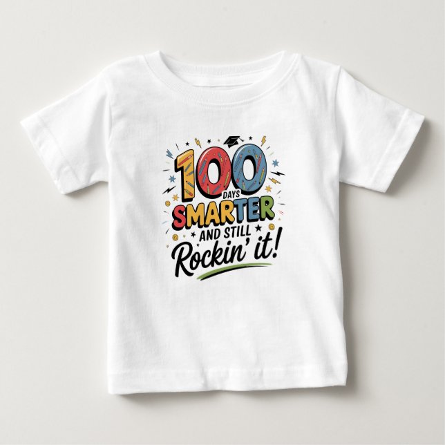 Camiseta 100 Dias Mais Inteligente e Ainda Rockeando (Frente)