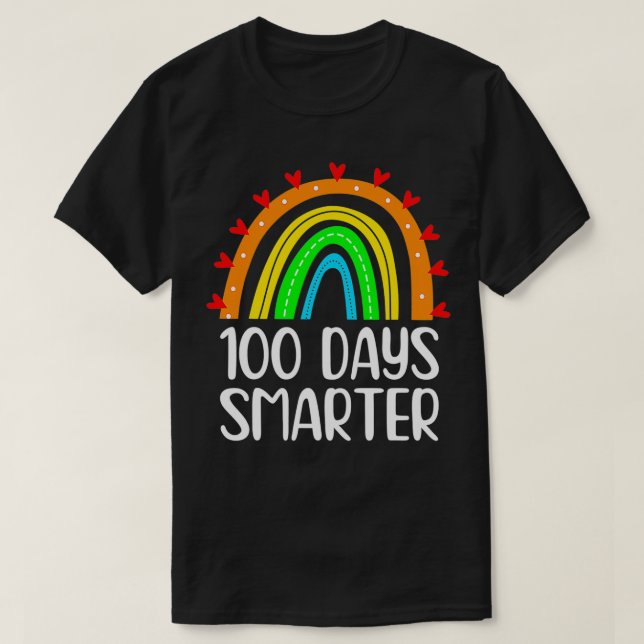Camiseta 100 dias Mais Inteligente Professor de Arco-Íris 1 (Frente do Design)