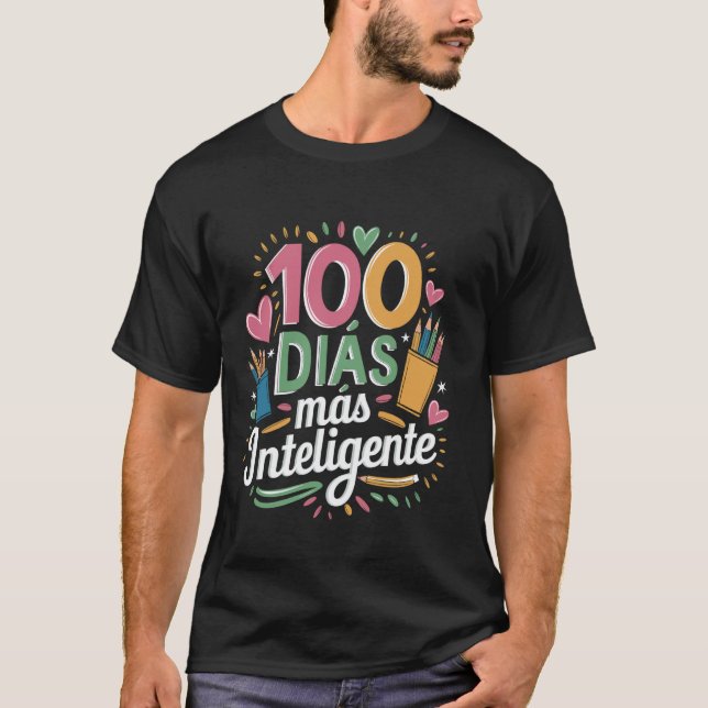 Camiseta 100 Dias mais inteligente Professor de Espanhol 10 (Frente)