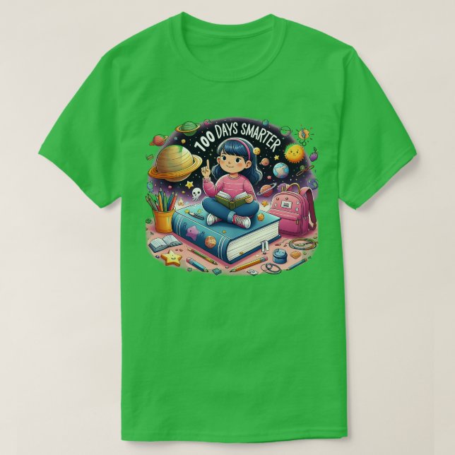 Camiseta 100 dias mais inteligentes 100º dia do astronauta  (Frente do Design)