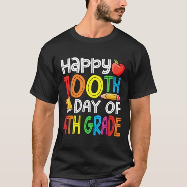 Camiseta 100 Dias Mais Inteligentes 4º Ano Da Escola (Frente)