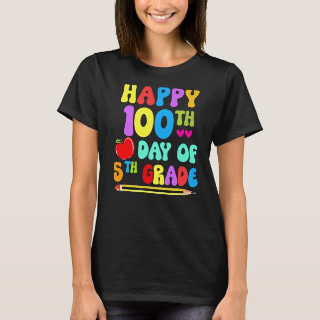 Camiseta 100 Dias Mais Inteligentes 5º Ano Da Escola 5 (Frente)