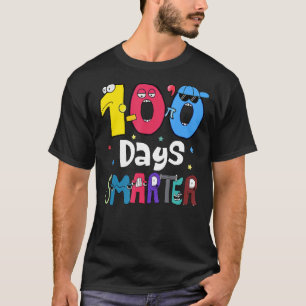 Camiseta 100 dias mais inteligentes ABCs Aprendendo Meninas