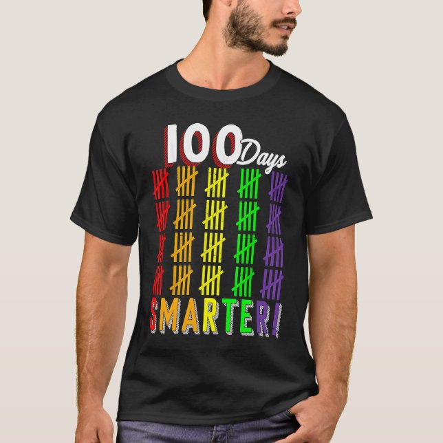 Camiseta 100 Dias Mais Inteligentes Contando Hash Marcas 10 (Frente)