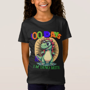 Camiseta 100 Dias Mais Inteligentes & Dino-Mite!   Engraçad